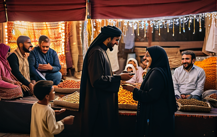 소셜 미디어에서의 바이럴 확산 패턴 - **Prompt 1: The Warmth of Human Connection in a Modern Arabic Setting**
    A wide shot of a multi-g...