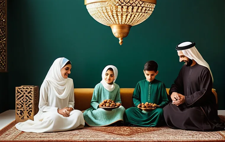 바이럴 캠페인에서의 색상 심리 활용 - **Prompt:** A heartwarming, authentic scene set in a modern Arab home, featuring a family of four – ...