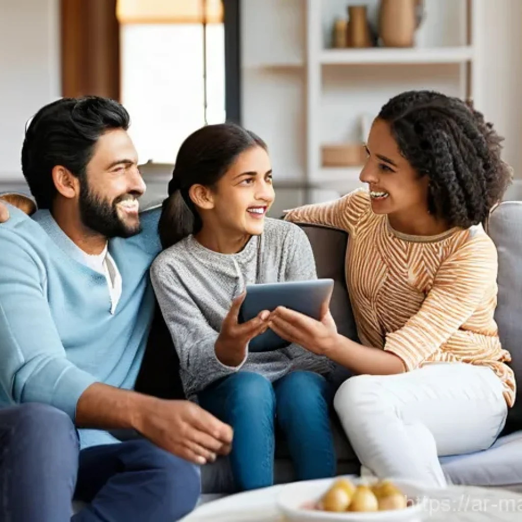 바이럴 마케팅의 전략적 접근 방법 - **Prompt:** A cozy, brightly lit living room with elegant, modern Arab-inspired decor, such as geome...