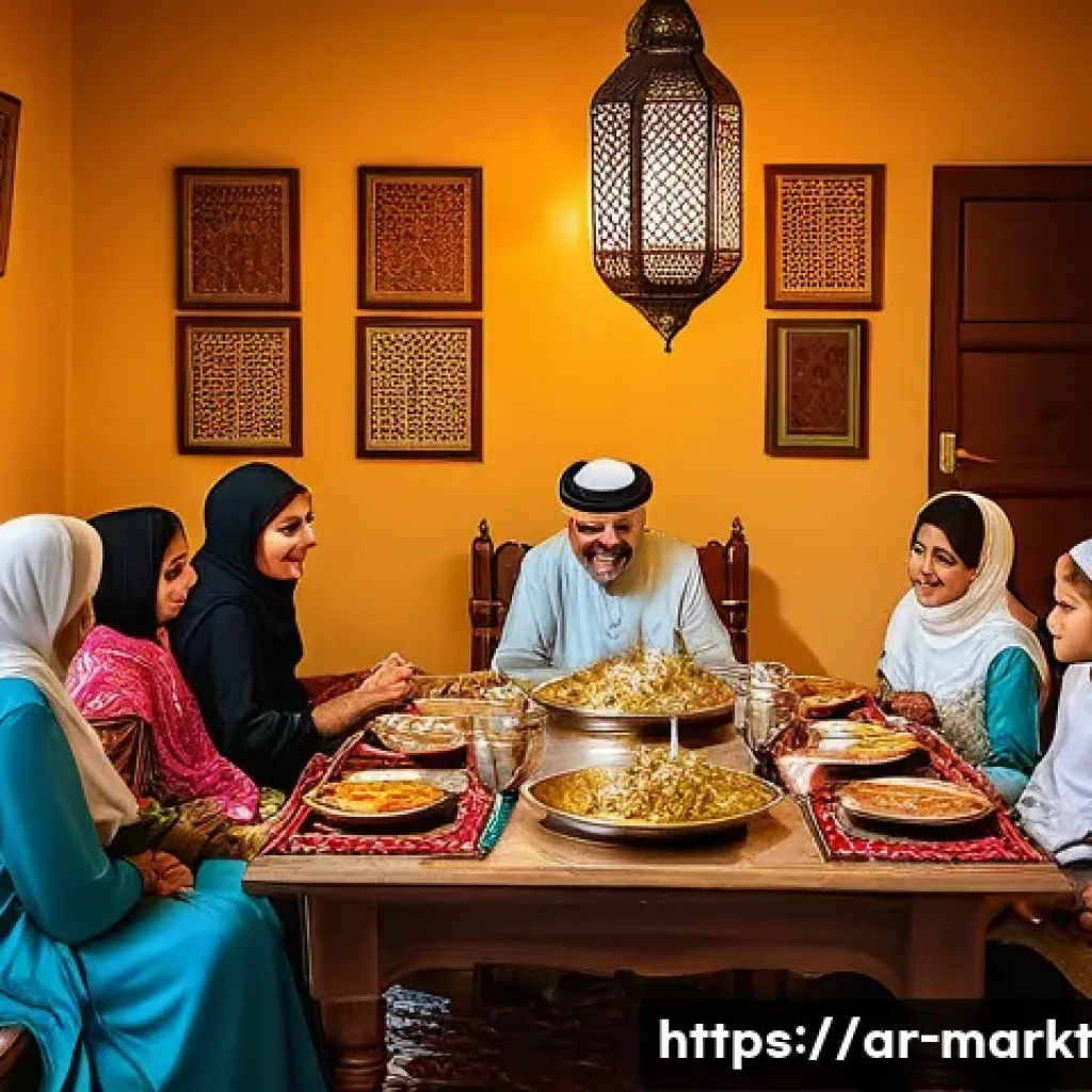 바이럴 캠페인에서의 고객 경험 최적화 - **"Joyful Iftar Gathering"**
    A heartwarming and brightly lit scene of an Arab family of mixed ge...