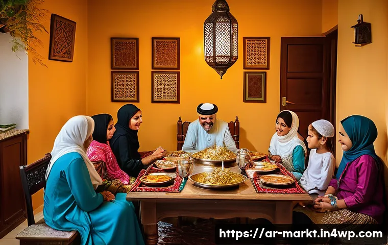 바이럴 캠페인에서의 고객 경험 최적화 - **"Joyful Iftar Gathering"**
    A heartwarming and brightly lit scene of an Arab family of mixed ge...