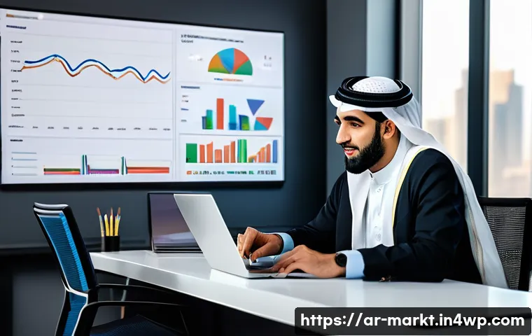 바이럴 콘텐츠의 성공 요소 체크리스트 - A modern digital marketing workspace set in a Middle Eastern office environment, featuring a diverse...